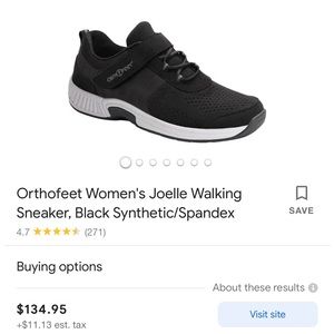 Orthofeet Joelle black walking shoe sz: 8 WIDE BRAND new!